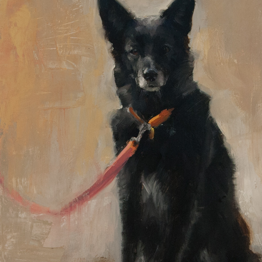 920x920 Small Canvases Black Dog, Leashed - Black Dog Painting