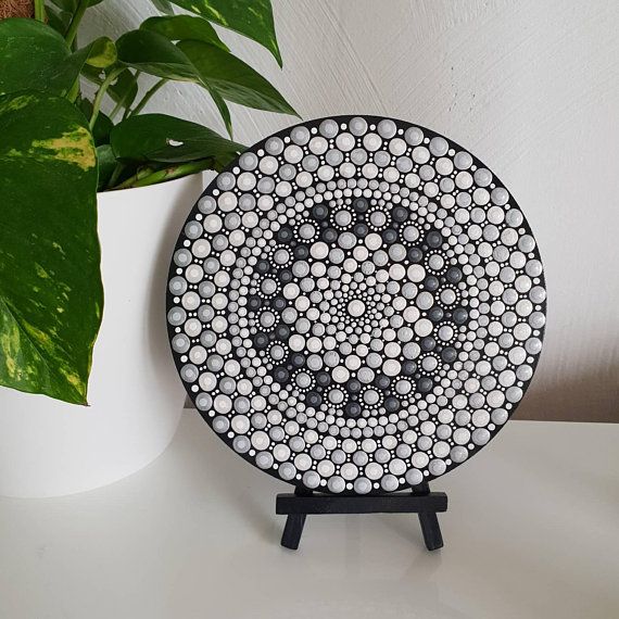 570x570 Monochrome Mandala Art - Black Dot Painting