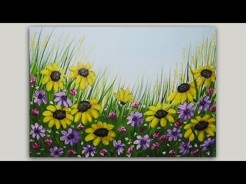 480x360 Acrylic Painting Black Eyed Susans Floral Painting Time Lapse - Black Eyed Susan Painting