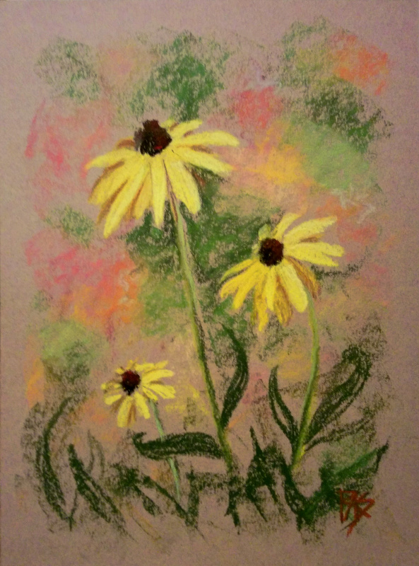 593x800 Rob's Daily Painting Black Eyed Susans In Soft Pastel - Black Eyed Susan Painting