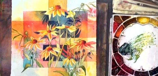 600x289 Watercolor Art How To Paint Black Eyed Susans - Black Eyed Susan Painting