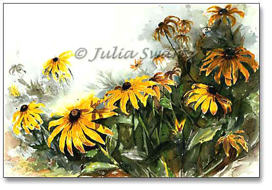 530x371 Watercolor Painting Of Black Eyed Susan Flowers - Black Eyed Susan Painting