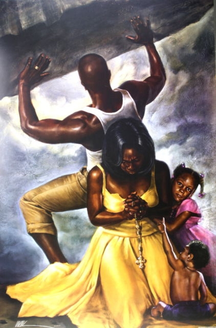 422x640 Behind Every Great Man By Wak Kevin A. Williams 24x36 Black Art - Black Family Painting