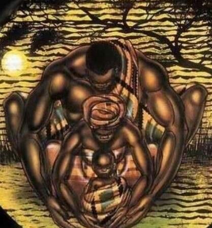 417x447 African Art Black Is Beautiful! African Art - Black Family Painting