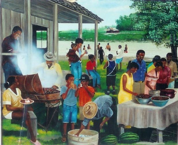618x505 Artistic Images Of African American Family Reunion - Black Family Painting