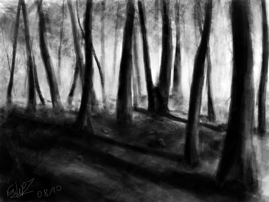 900x675 Dark Forest By Appendixman - Black Forest Painting