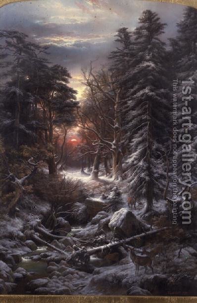 398x614 Deer In The Black Forest - Black Forest Painting
