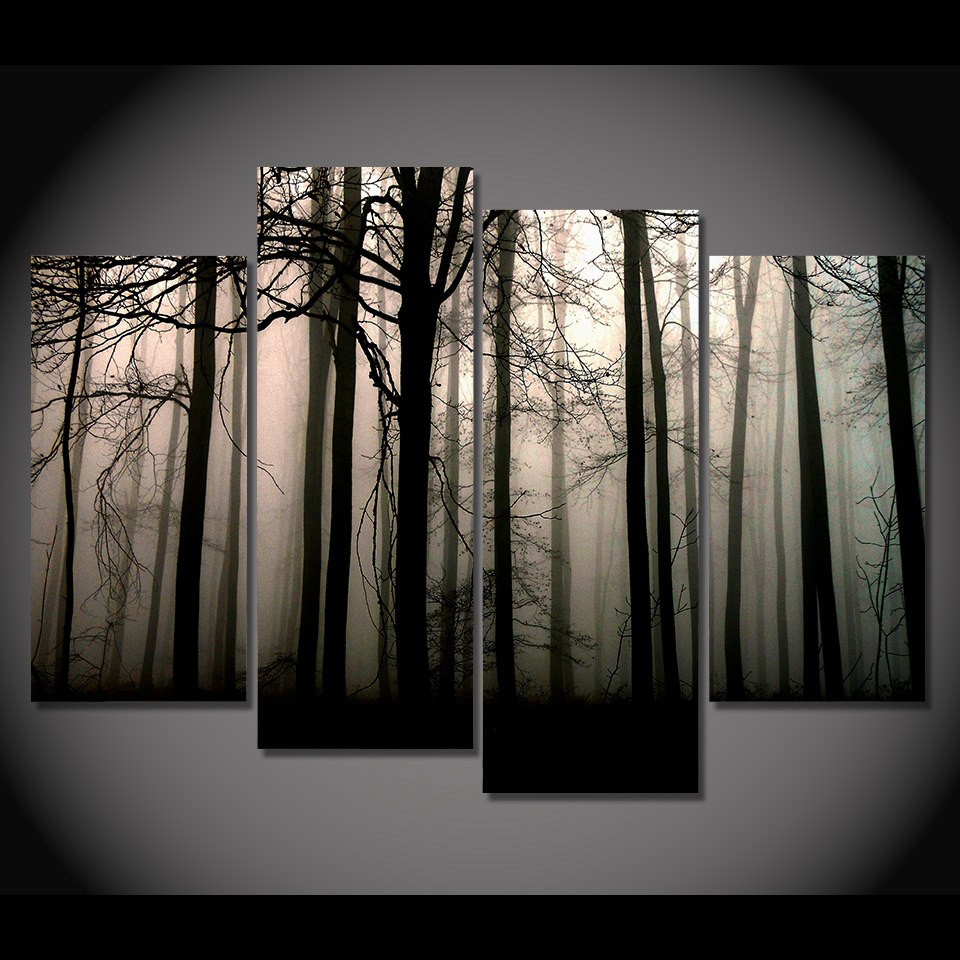 960x960 Hd Printed 4cps Dark Forest Painting On Canvas Room Decoration - Black Forest Painting