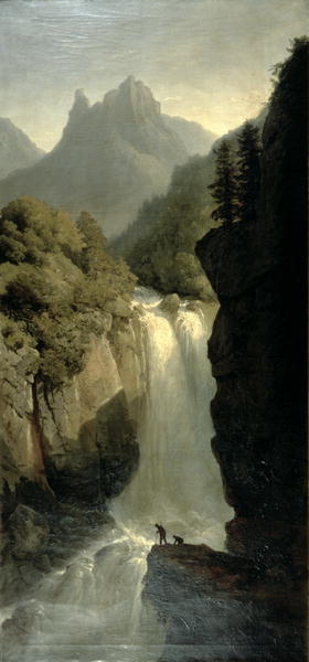 280x600 Waterfall In The Black Forest Painting Josephine Bowes Oil Paintings - Black Forest Painting