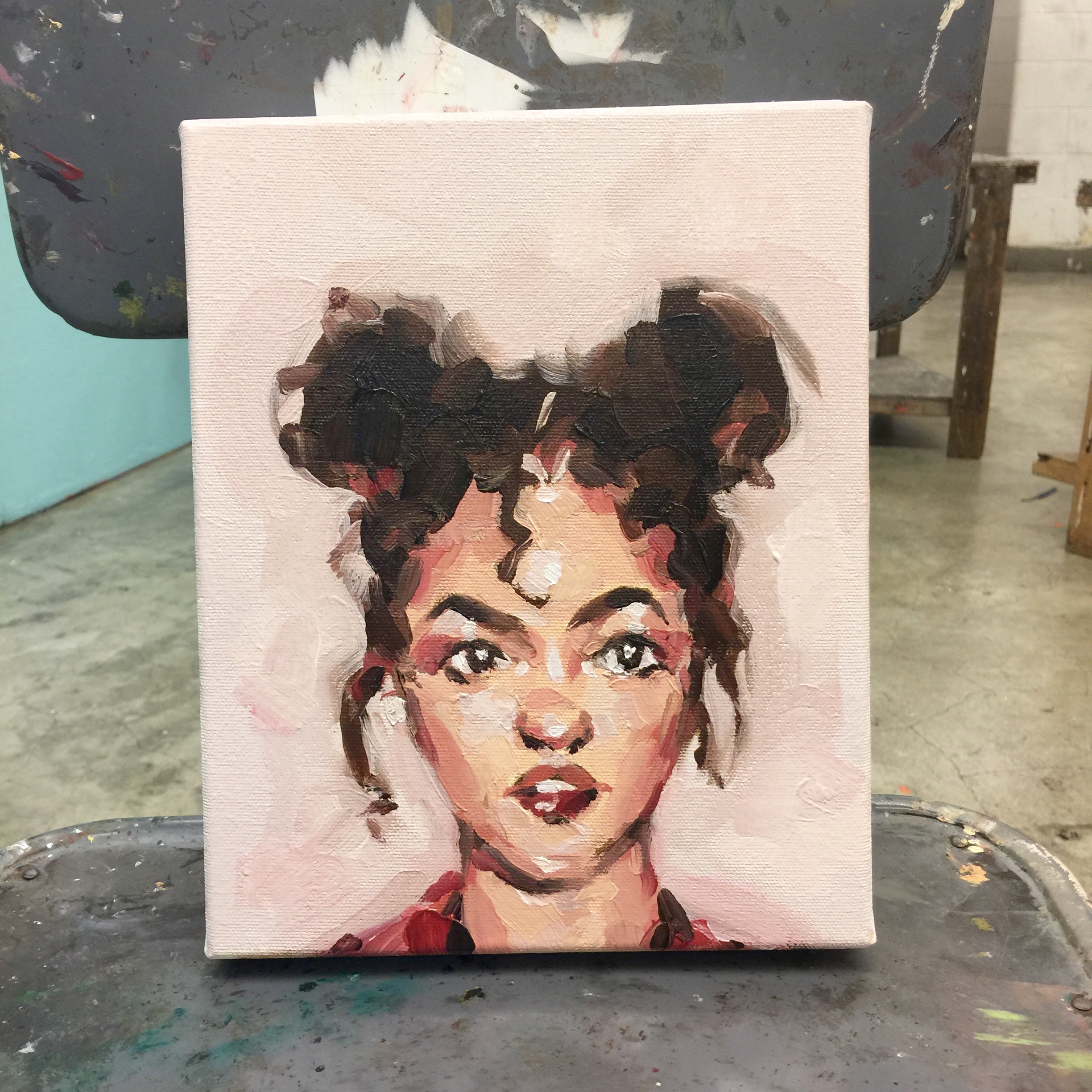 2448x2448 45min Color Sketch Next To 3.5hr Oil Painting (Alla Prima) - Black Girl Painting