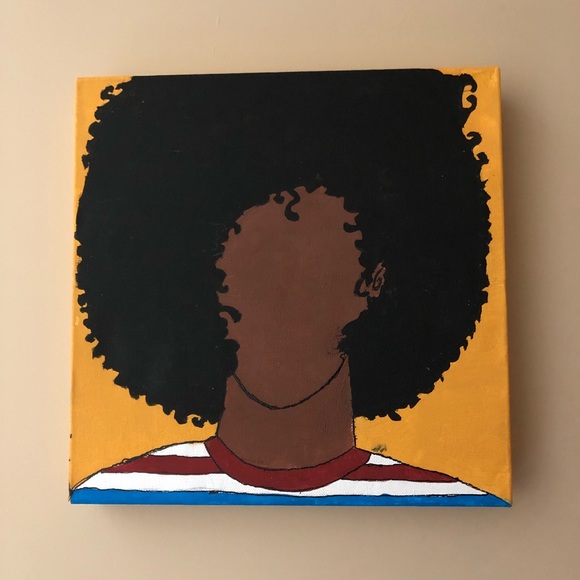 580x580 Other Black Girl Afro Canvas Painting Poshmark - Black Girl Painting