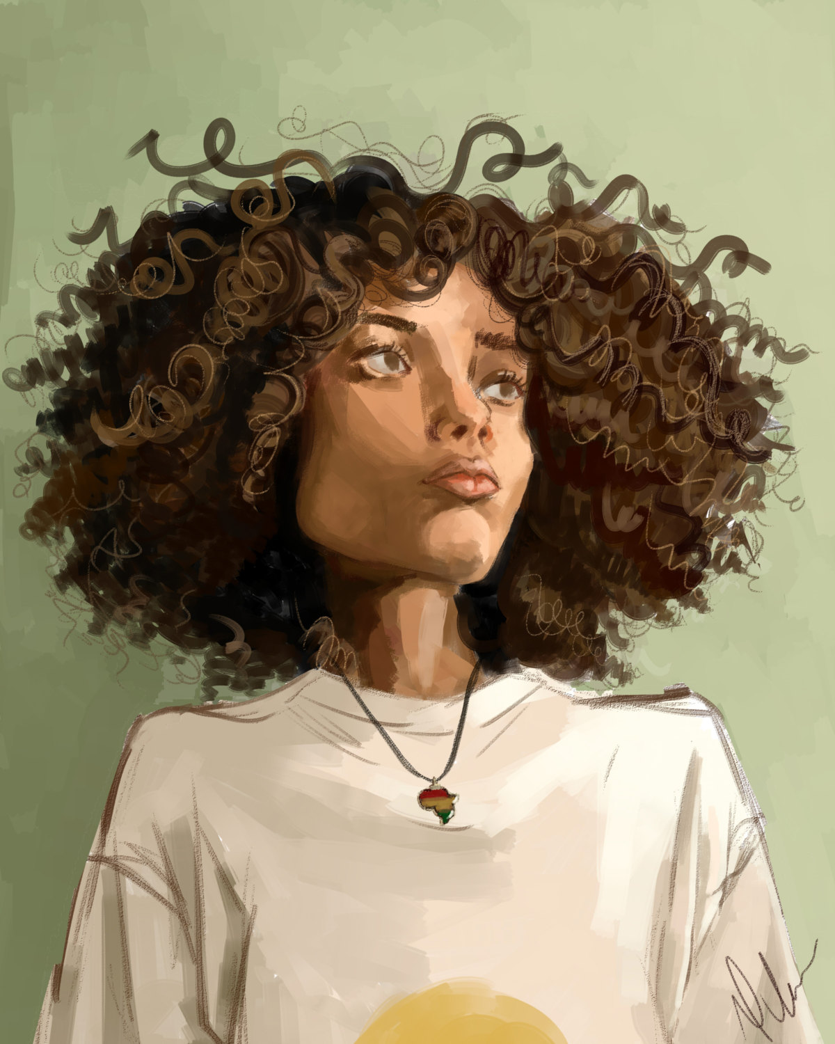 1200x1500 Afro Black Woman Africa Wall Art Digital Painting Black - Black Girl Painting