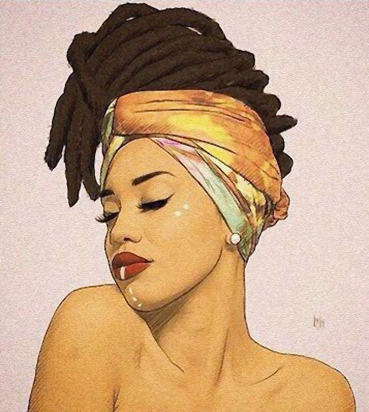 736x821 Amazing Afro American Black Woman - Black Girl Painting