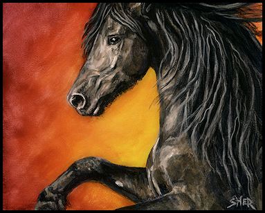 383x308 Horse Paintings Wolf Paintings Wildlife Art Nature Amp Storm - Black Horse Painting