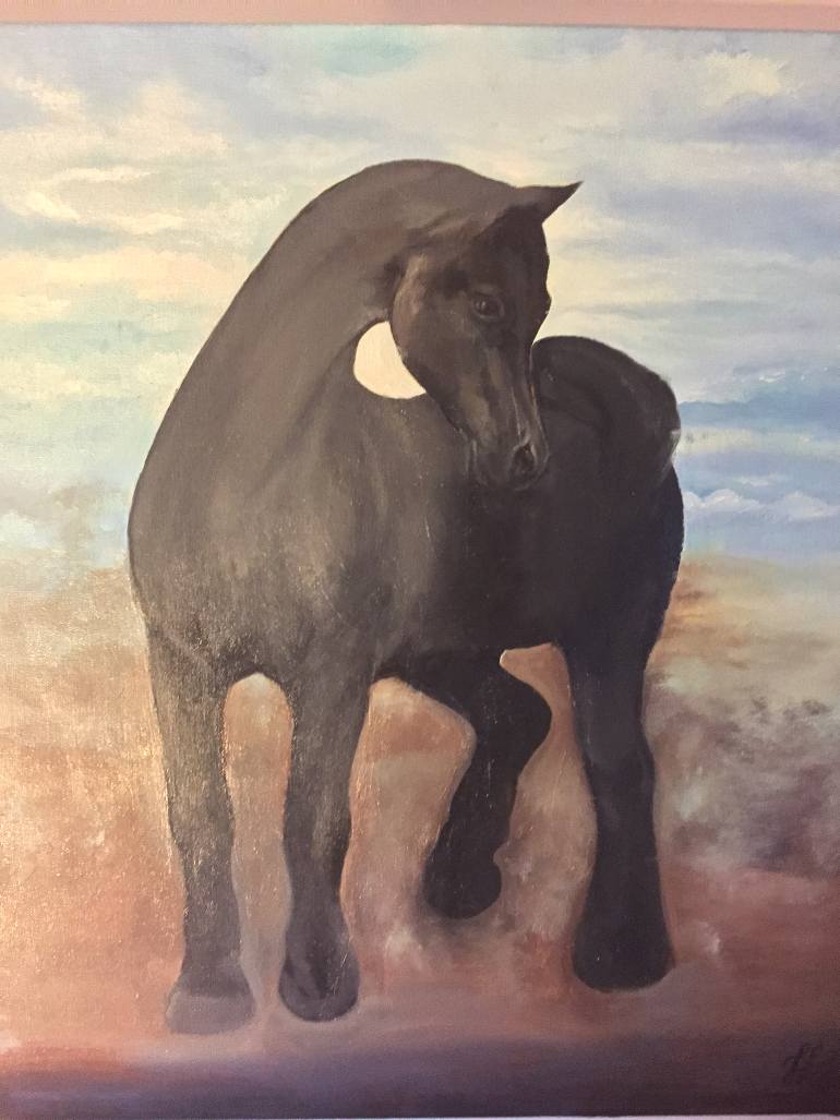 770x1027 Saatchi Art Black Horse Painting By Zee Zeeone - Black Horse Painting