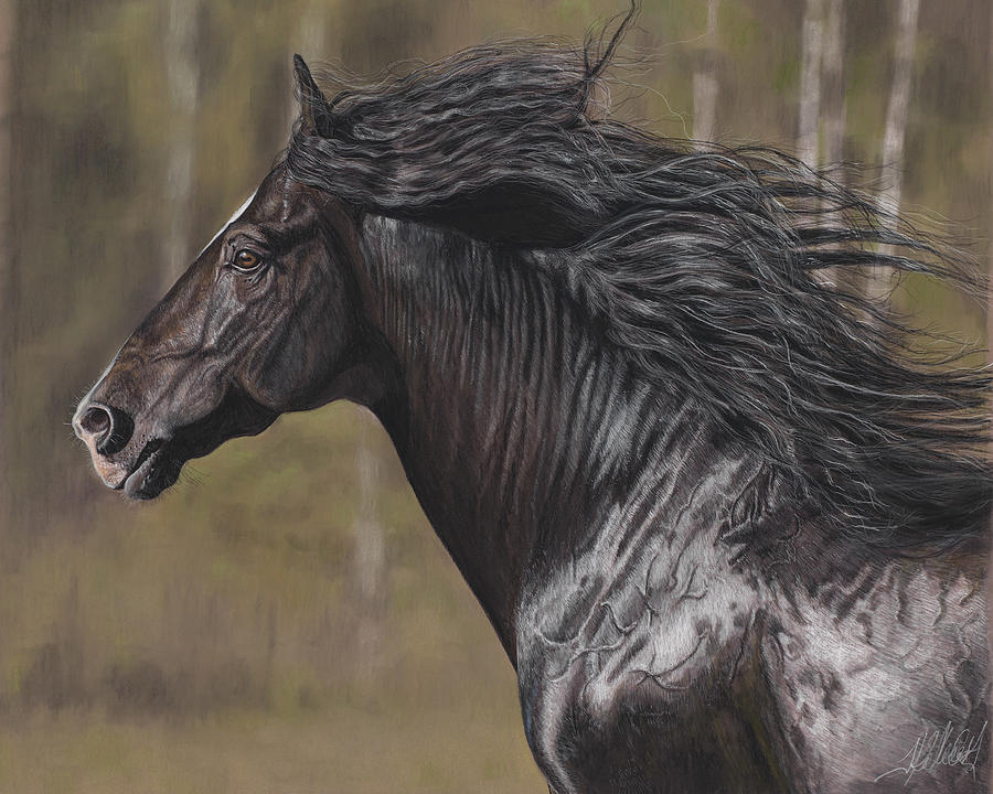 900x720 The Black Horse Painting By Terry Kirkland Cook - Black Horse Painting