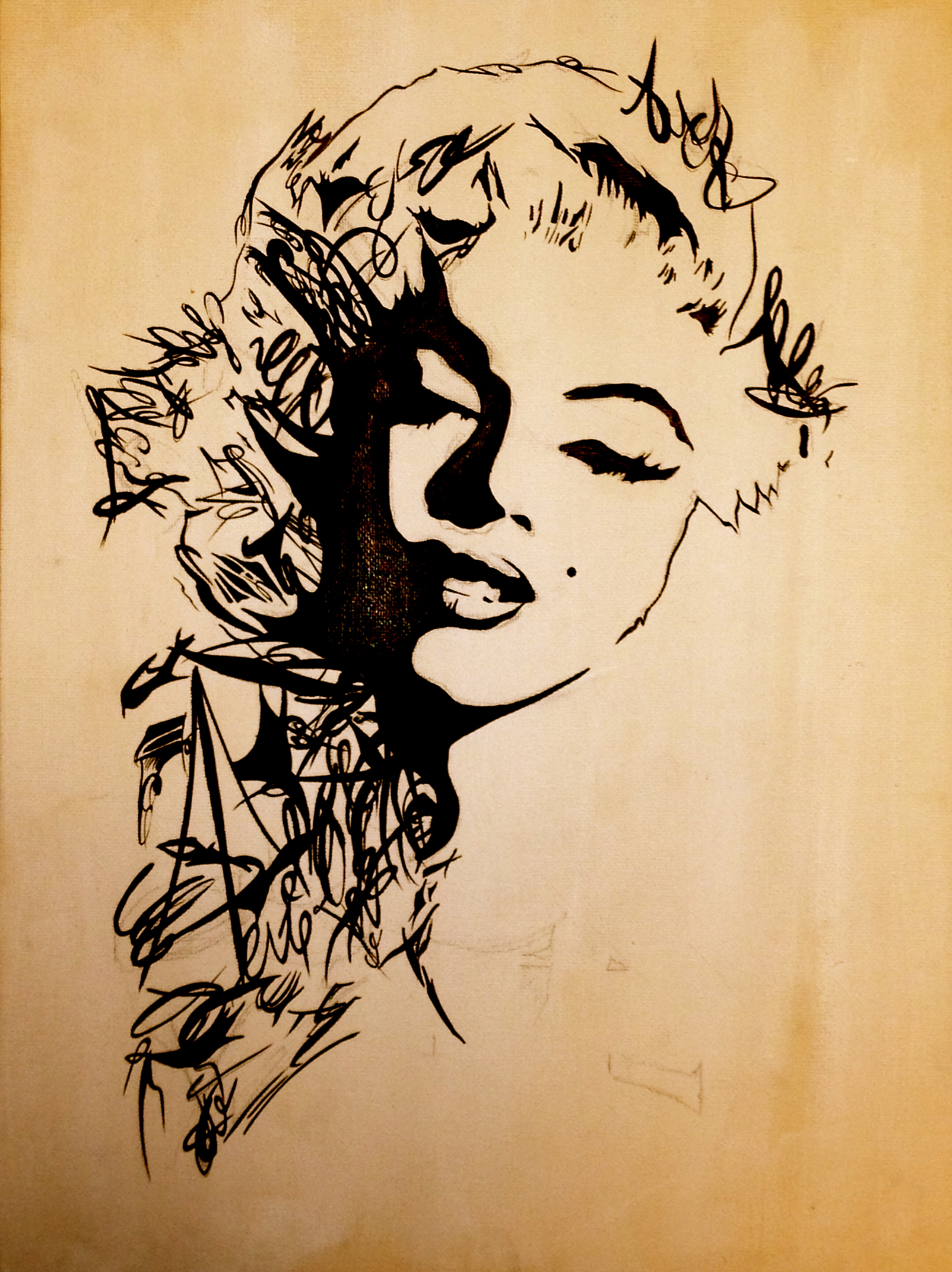2100x2805 Norma Jeane Mortenson - Black Ink Painting