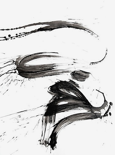 374x504 Abstract Ink Painting 55.2 Featuring Florida Contemporary Artist - Black Ink Painting