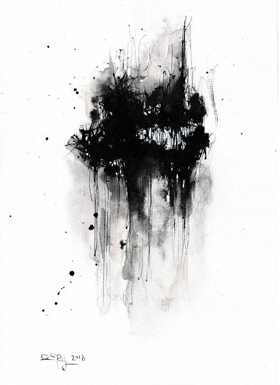 570x782 Abstract Painting 8x12 Ink Painting Canvas Sheet Black Ink - Black Ink Painting
