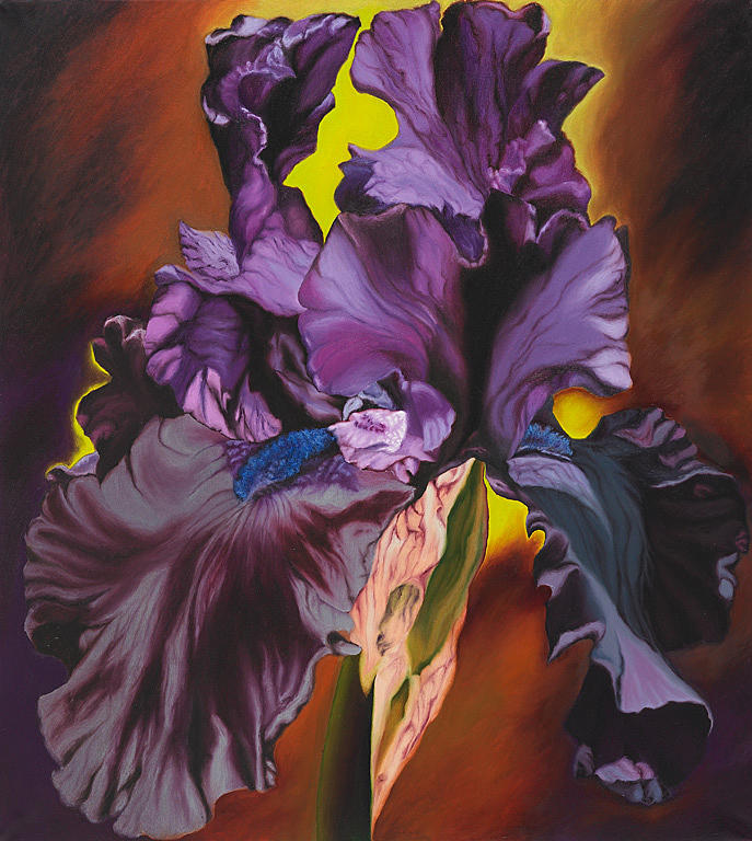 687x768 Black Iris Painting By Georgia Michaelides Saad - Black Iris Painting