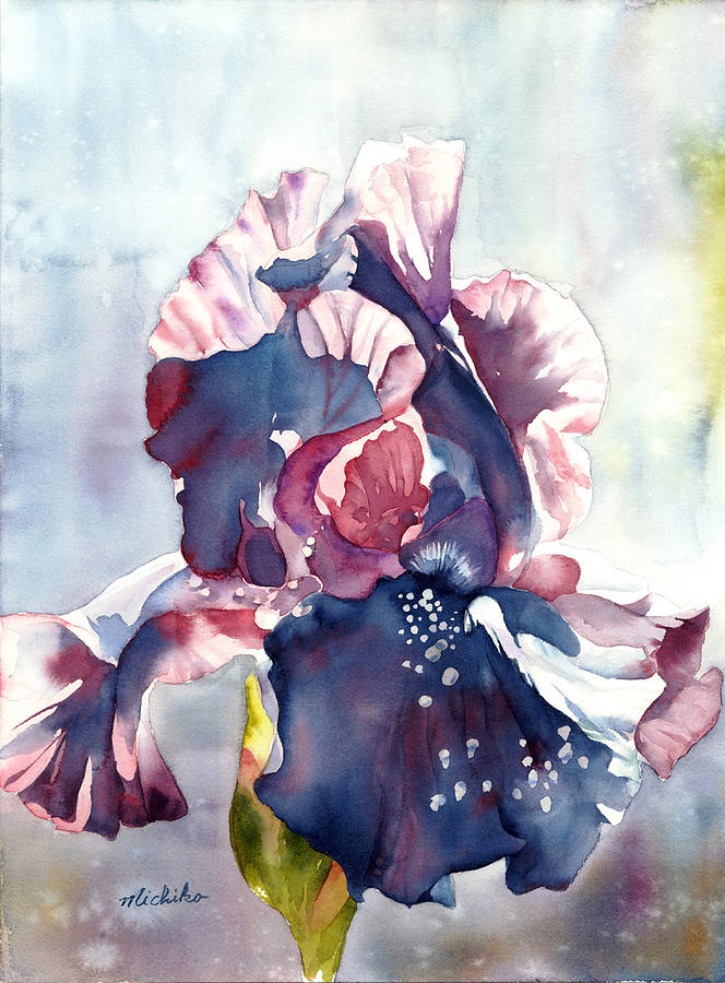 664x900 Black Iris Painting By Michiko Taylor - Black Iris Painting