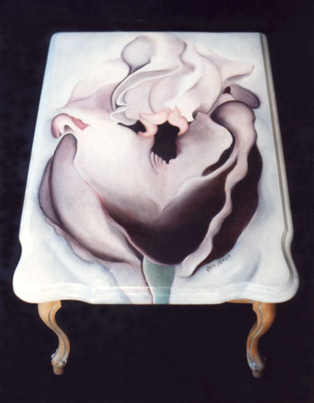 450x577 Original Flower Oil Painting By Anni Adkins - Black Iris Painting