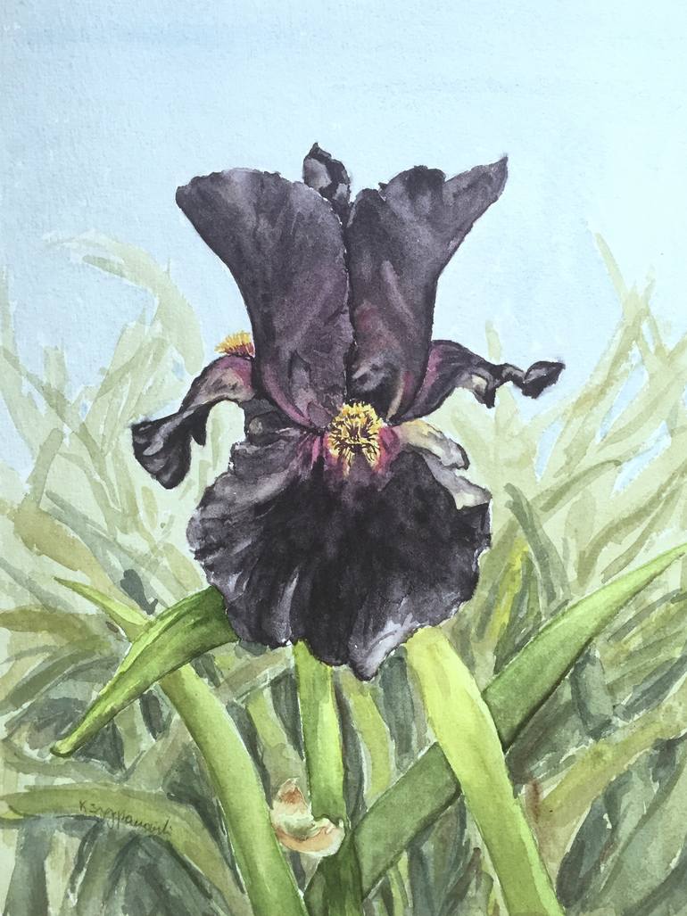 770x1027 Saatchi Art Black Iris Painting By Krystyna Szczepanowski - Black Iris Painting