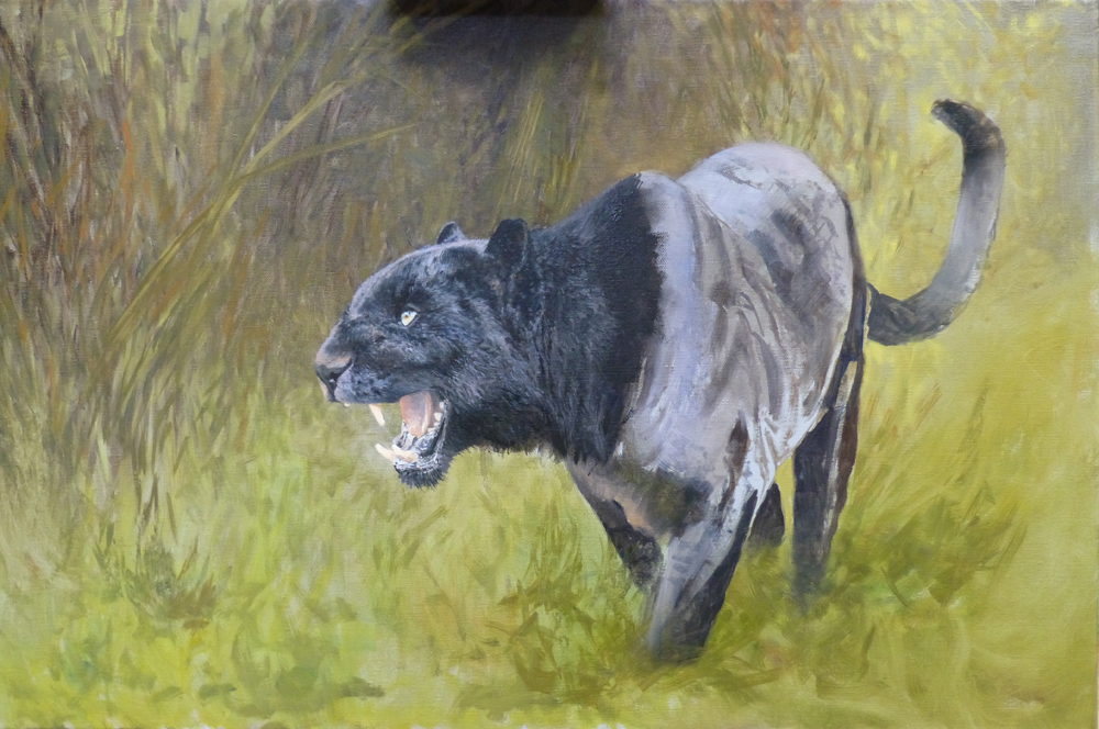 1000x664 Black Jaguar Painting On The Easel - Black Jaguar Painting