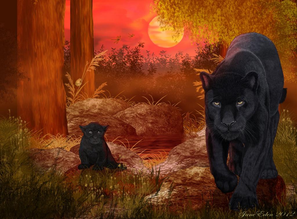 1024x757 Image - Black Jaguar Painting