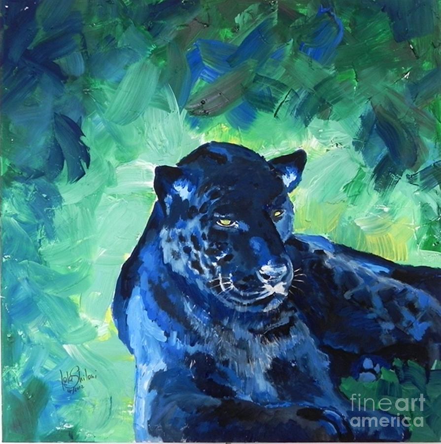 895x900 Black Jaguar Painting By Jolanta Shiloni - Black Jaguar Painting