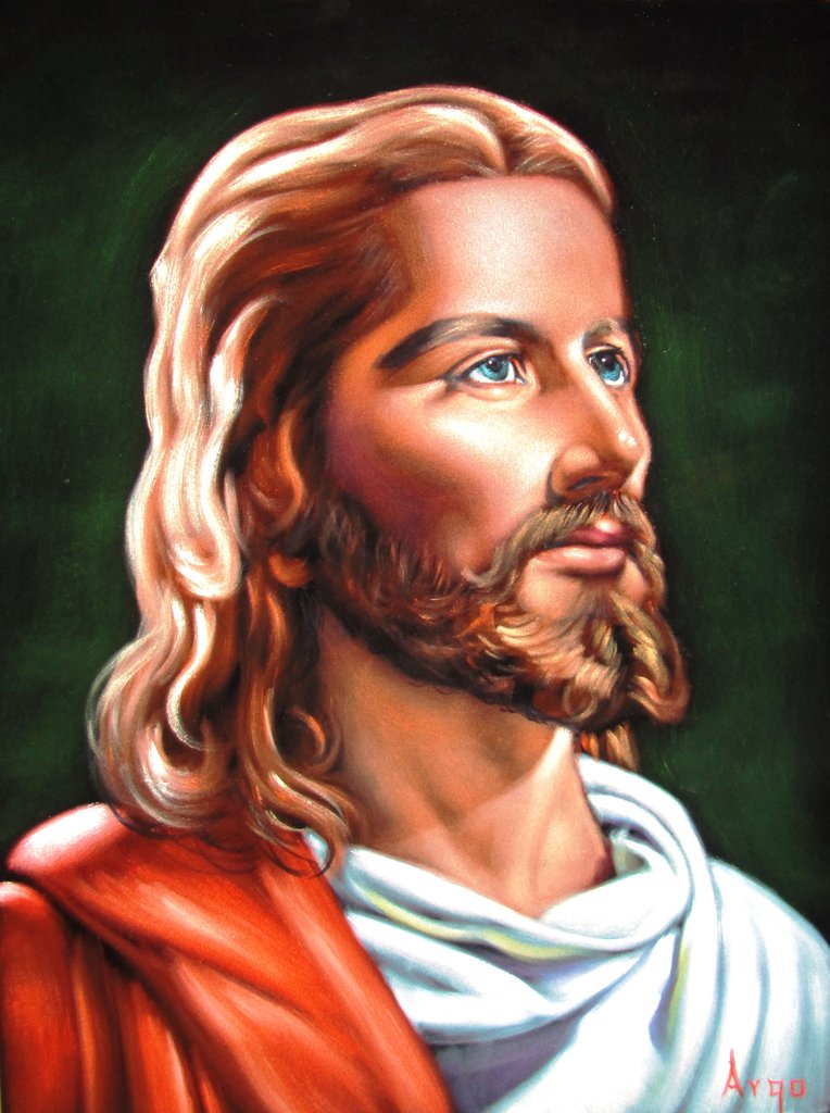 764x1024 Jesus Christ Portrait, Original Oil Painting On Black Velvet By - Black Jesus Painting