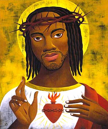 356x425 Black Jesus Sacred Heart Velvet Painting Love Of God Virtual - Black Jesus Painting