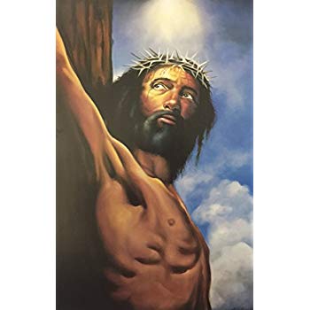 350x350 Forgive Them Father ( Crucifixion, Jesus, Religious - Black Jesus Painting