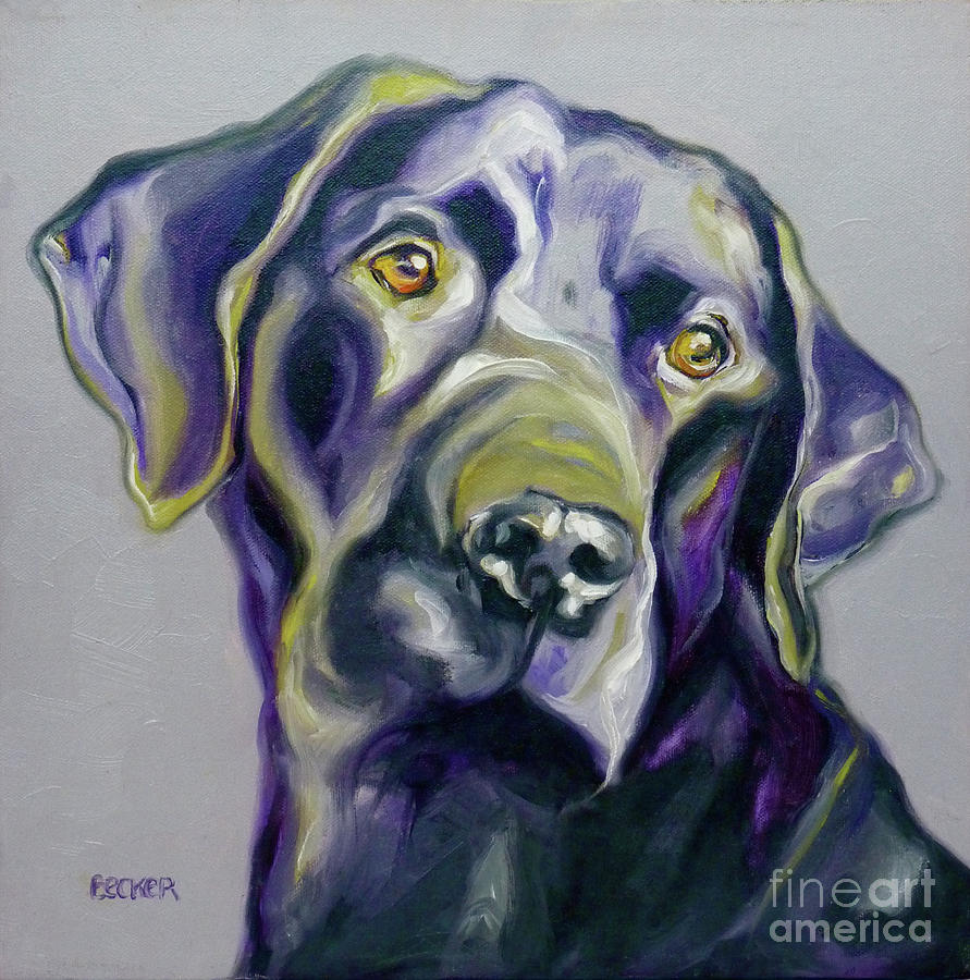 891x900 Black Lab Prize Painting By Susan A Becker - Black Lab Painting