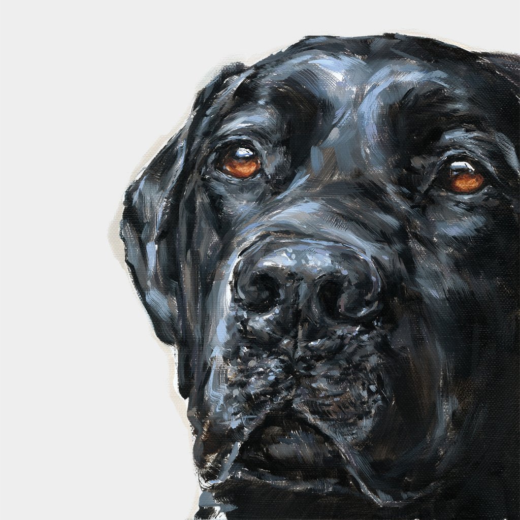 1024x1024 Modern Dog Art Print Of A Black Labrador Painting - Black Lab Painting