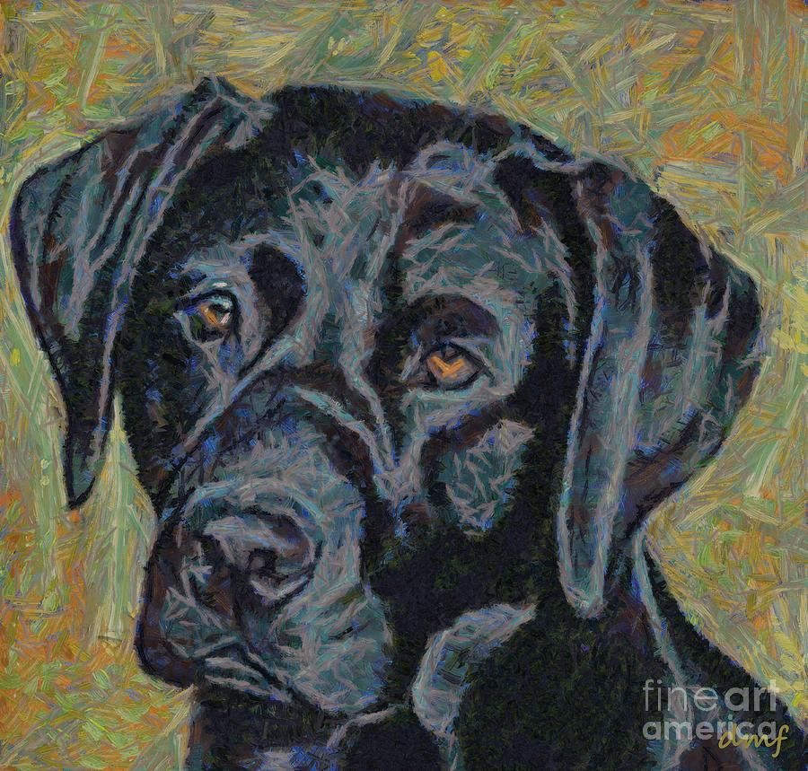 900x859 Black Lab Artwork Black Labrador Painting - Black Lab Painting