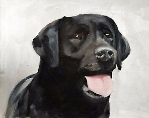 300x238 Black Labrador Art Print Wall Art From Original Oil Painting By - Black Labrador Painting
