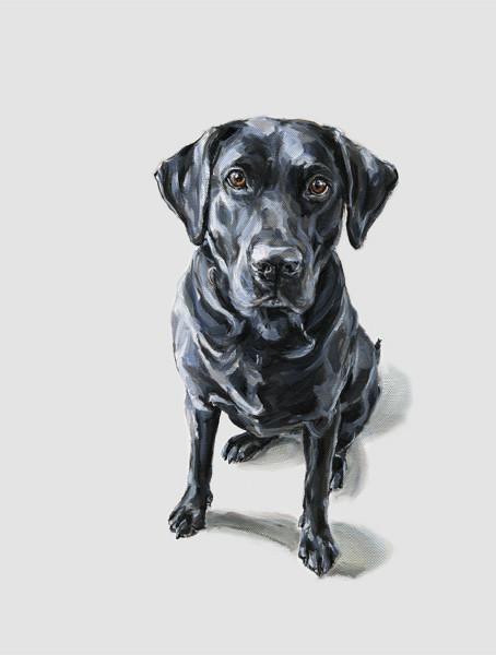 454x600 Modern Dog Art Print Of A Black Labrador Dog Painting - Black Labrador Painting