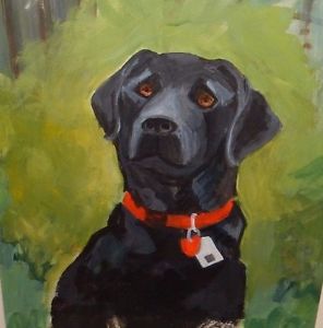 296x300 Black Labrador Dog Original Watercolor Painting Unsigned Ebay - Black Labrador Painting