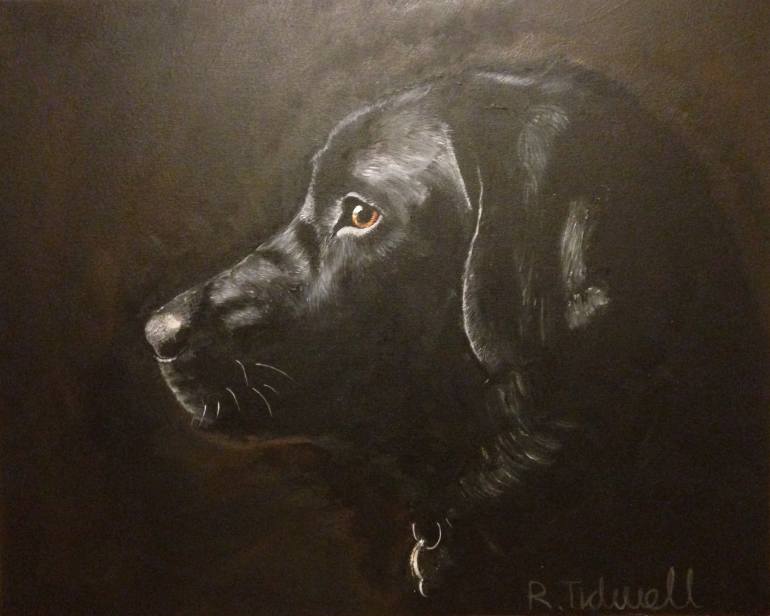 770x616 Saatchi Art Iconic Black Labrador Painting By R Tidwell - Black Labrador Painting