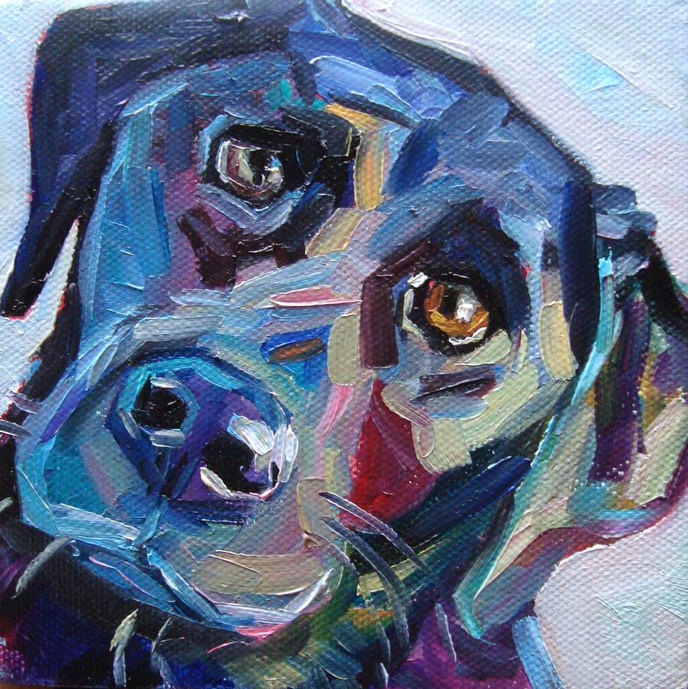 999x1000 Black Lab Dpg Portrait Commission Sold By Artist Elizabeth Fraser - Black Labrador Painting