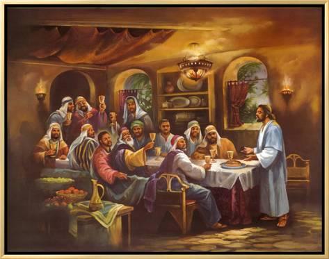 473x373 Black Last Supper Framed Canvas Print By Bev Lopez - Black Last Supper Painting