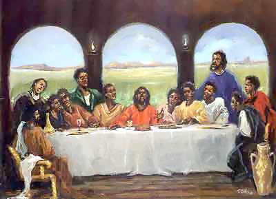 400x289 Bruce Teleky, Inc - Black Last Supper Painting