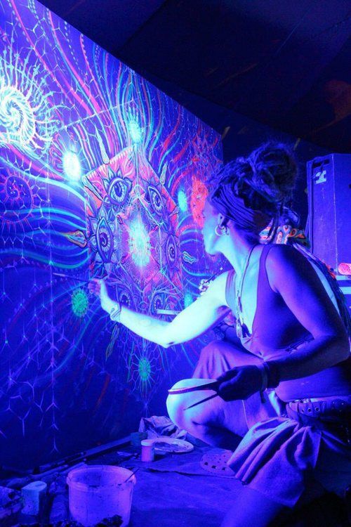 500x750 Ultraviolet Awakening Enlightened Blacklight Painting - Black Light Painting