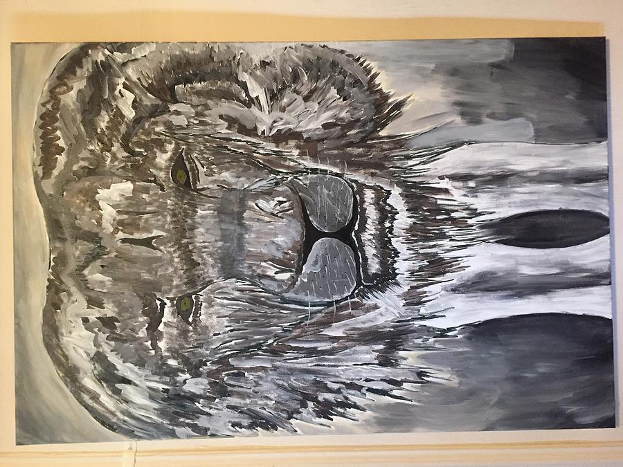 900x675 Black Lion Painting By Freedom Painted - Black Lion Painting