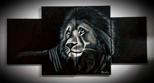 608x329 Cali Hope - Black Lion Painting