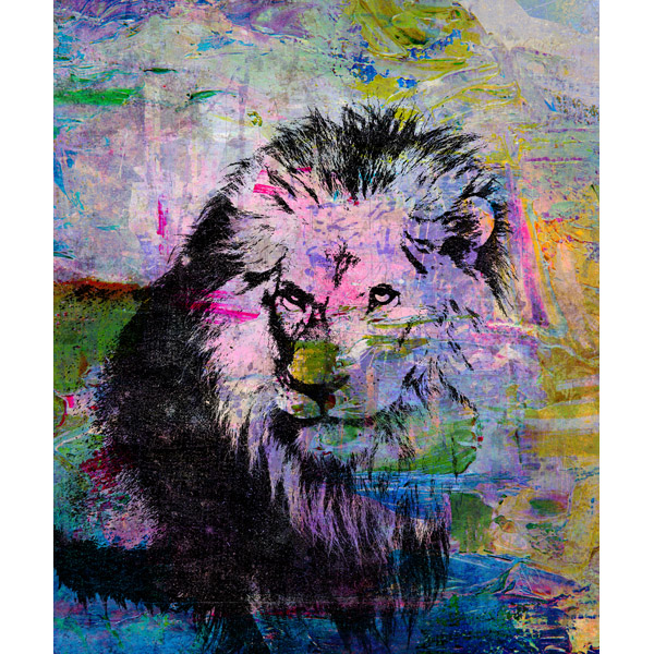 600x600 Abstract Paint - Black Lion Painting