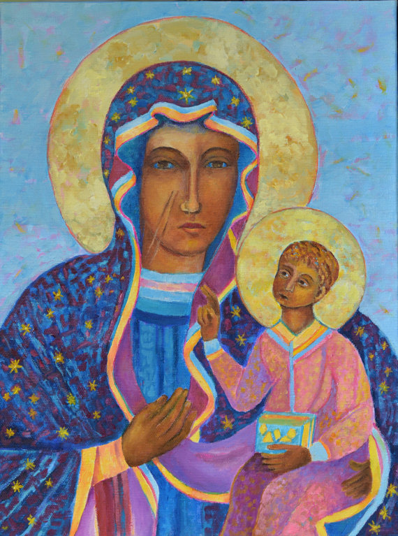 570x767 Black Madonna Poland Our Lady Czestochowa Our Lady - Black Madonna Painting