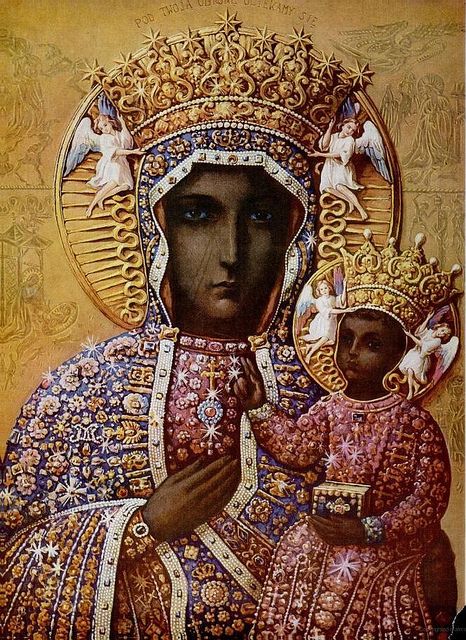 466x640 Black Madonna Icon Madonna, St John Paul Ii And John - Black Madonna Painting