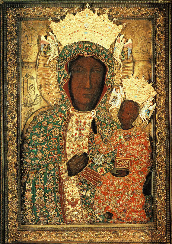 570x807 Black Madonna Icon Our Lady Of Czestochowa Madonna And Child - Black Madonna Painting